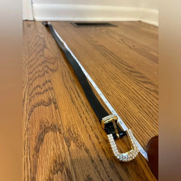 Vintage Black Belt with Jeweled  Buckle - Picture 6 of 6